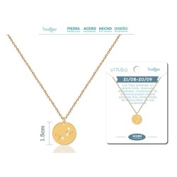 Colgante Constelacion Virgo Acero Dorado - Coleccion Constelaciones Zodiaco